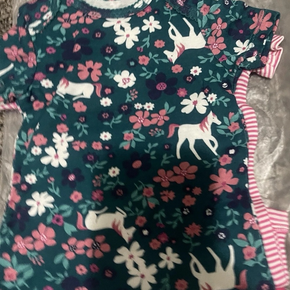Carter's Floral Unicorn Bodysuit - Teal and Pink